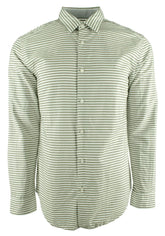 Hugo Boss Men's Ronni Long Sleeve Stripe Slim Fit Button Down Shirt Dark Green